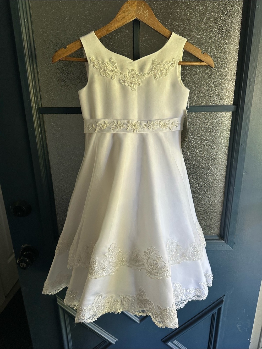 Cinderella White Floral Appliqué A-Line Formal Dress